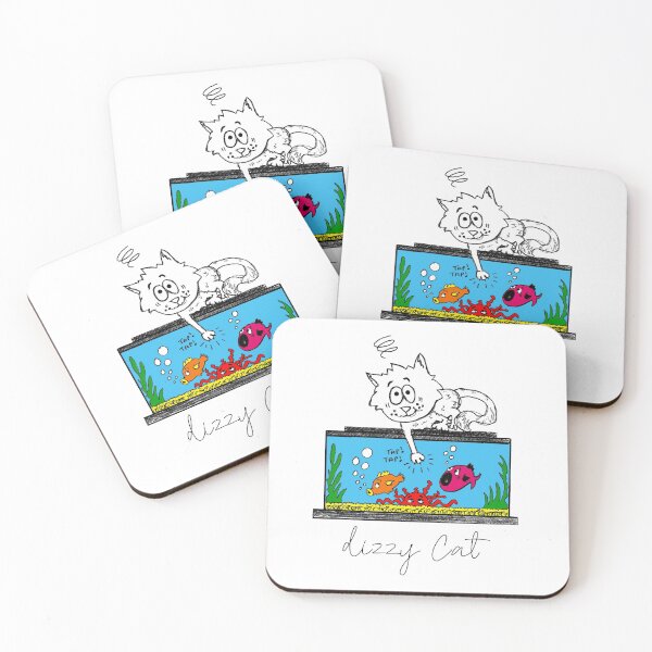 Item preview, Dizzy Cat playing games with tropical fish designed and sold by dizzycatbiz.