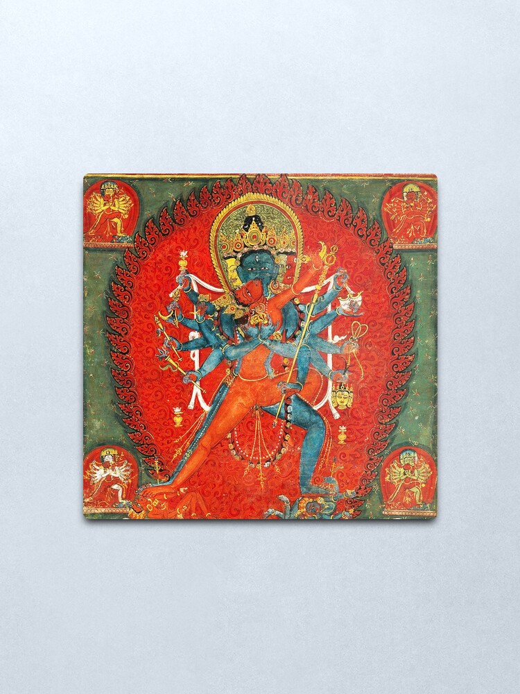 Alternate view of Samvara with Vajravarahi in Yab-Yum pose, the central deity of the tantra. Metal Print
