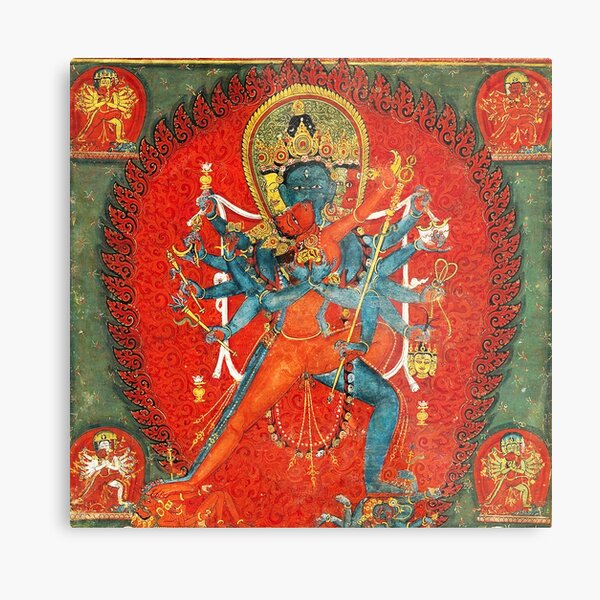Samvara with Vajravarahi in Yab-Yum pose, the central deity of the tantra. Metal Print
