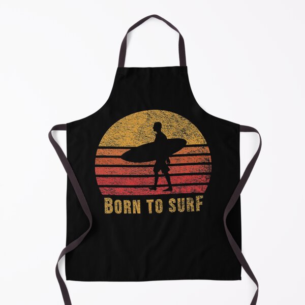 Item preview, Born to Surf Surfer Silhouette on Red Retro Vintage Sunset / Sunrise designed and sold by thehappylamb.