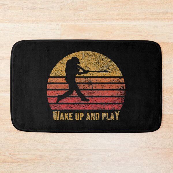 Item preview, Wake Up and Play Baseball Silhouette on Red Retro Vintage Sunset / Sunrise designed and sold by thehappylamb.