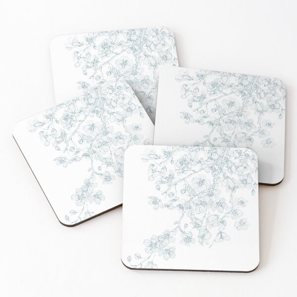Item preview, cherry blossom line drawing designed and sold by ColorandColor.
