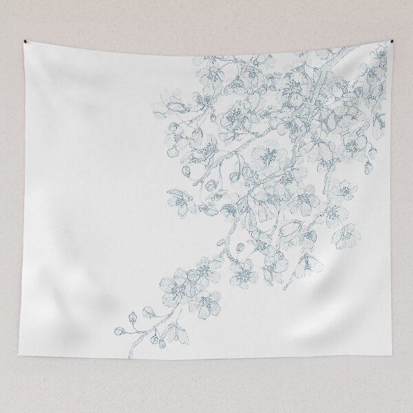 Item preview, cherry blossom line drawing designed and sold by ColorandColor.