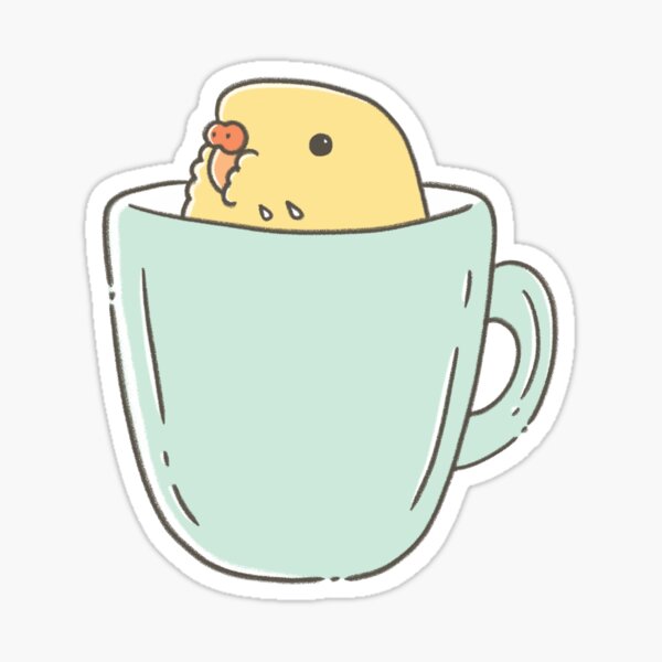 Cute Little Budgie in a Cup Sticker
