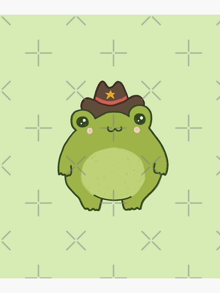 "Cute Frog with Cowboy Hat Sheriff Kawaii Cottagecore Aesthetic