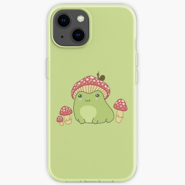 Kawaii Frog with Toadstool Mushroom Hat and Snail - Cottagecore Aesthetic Forg - Amanita Muscaria Lover - Edgy Kidcore Alt Design iPhone Soft Case