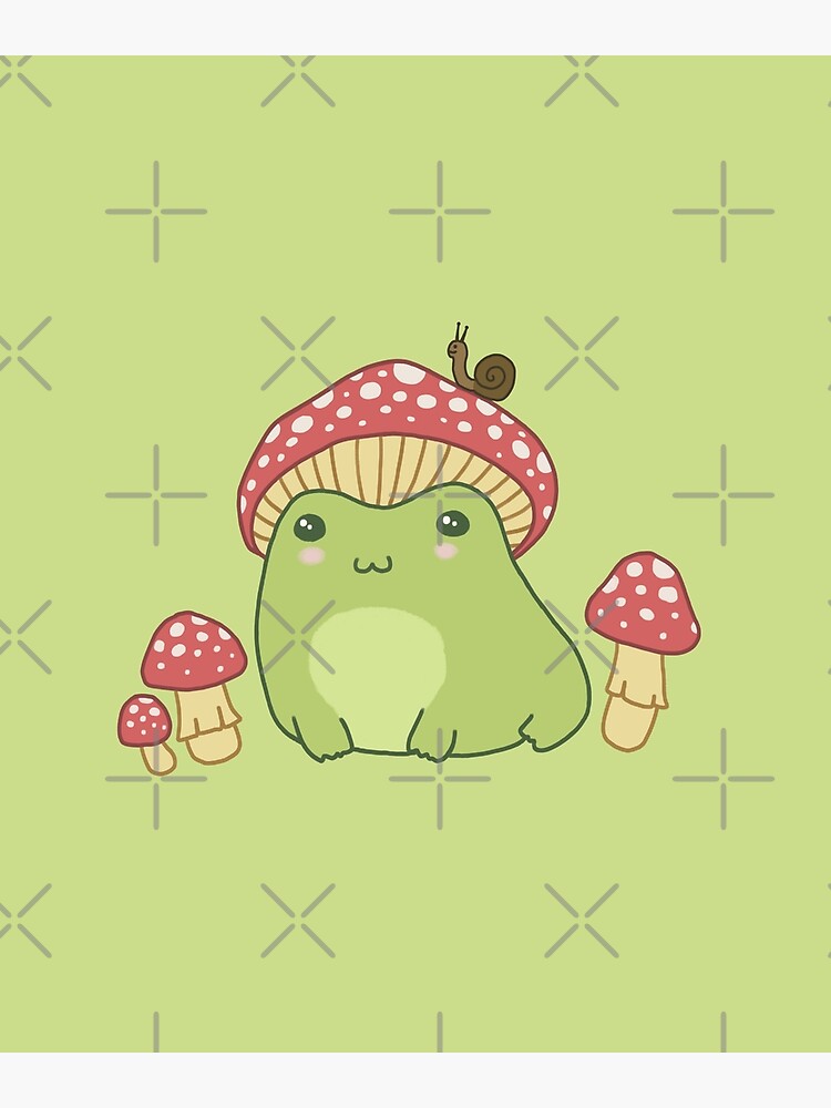 Frog With Mushroom Hat And Snail Cottagecore Aesthetic Forg Poster By Ministryoffrogs