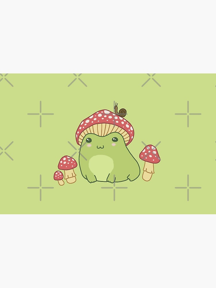 “Kawaii Frog with Toadstool Mushroom Hat and Snail - Cottagecore