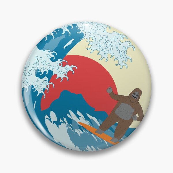 Item preview, Big lez show surfing on great big wave , sunny day on beach, druggo , funny cute big lez show , funny bigfoot,  great wave off kanagawa,  designed and sold by SGS-.