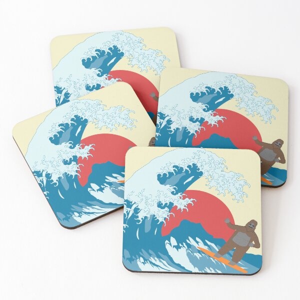 Item preview, Big lez show surfing on great big wave , sunny day on beach, druggo , funny cute big lez show , funny bigfoot,  great wave off kanagawa,  designed and sold by SGS-.