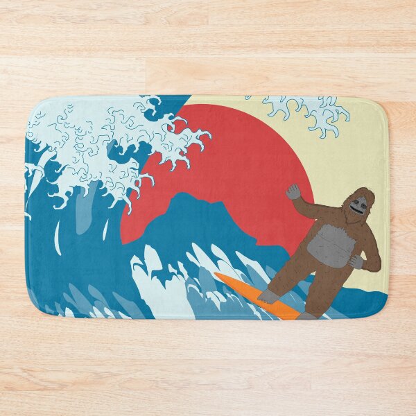 Item preview, Big lez show surfing on great big wave , sunny day on beach, druggo , funny cute big lez show , funny bigfoot,  great wave off kanagawa,  designed and sold by SGS-.