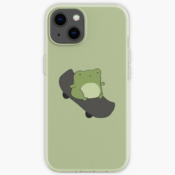 Cute Frog on Skateboard - Cottagecore Aesthetic iPhone Soft Case