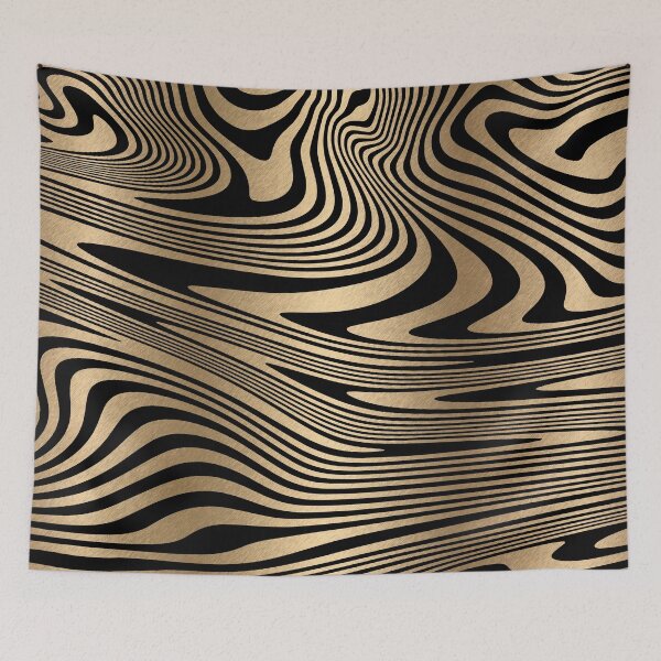 Item preview, Gold and black abstract zebra stripes animal pattern designed and sold by CynthiaGraphics.