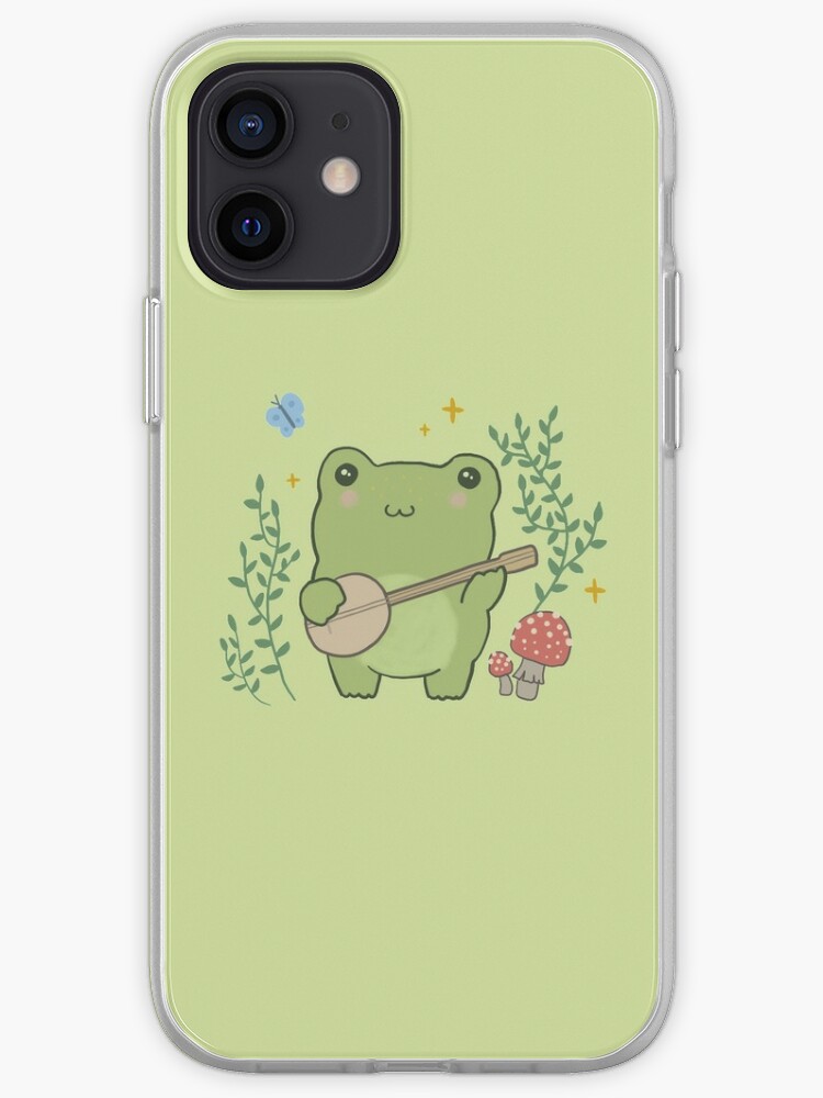 Kawaii Cute Frog Banjo Butterfly Cottagecore Aesthetic Frog Iphone Case Cover By Ministryoffrogs Redbubble