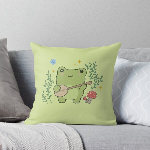 Artikel-Vorschau von Kawaii-Frosch spielt Banjo: Toad Cottagecore Aesthetic Mushroom und Blue Butterfly, designt und verkauft von MinistryOfFrogs.