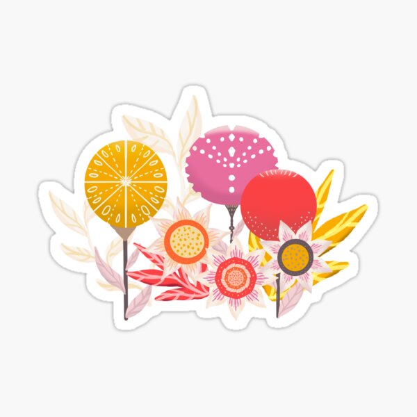 Sunny flowers and Stylised flowers Sticker