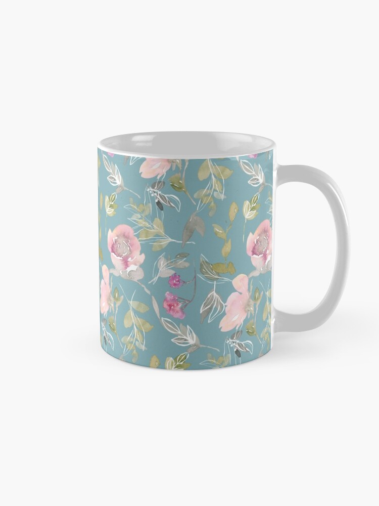 Alternate view of Light Blue Blossoming Floral Pattern Mug