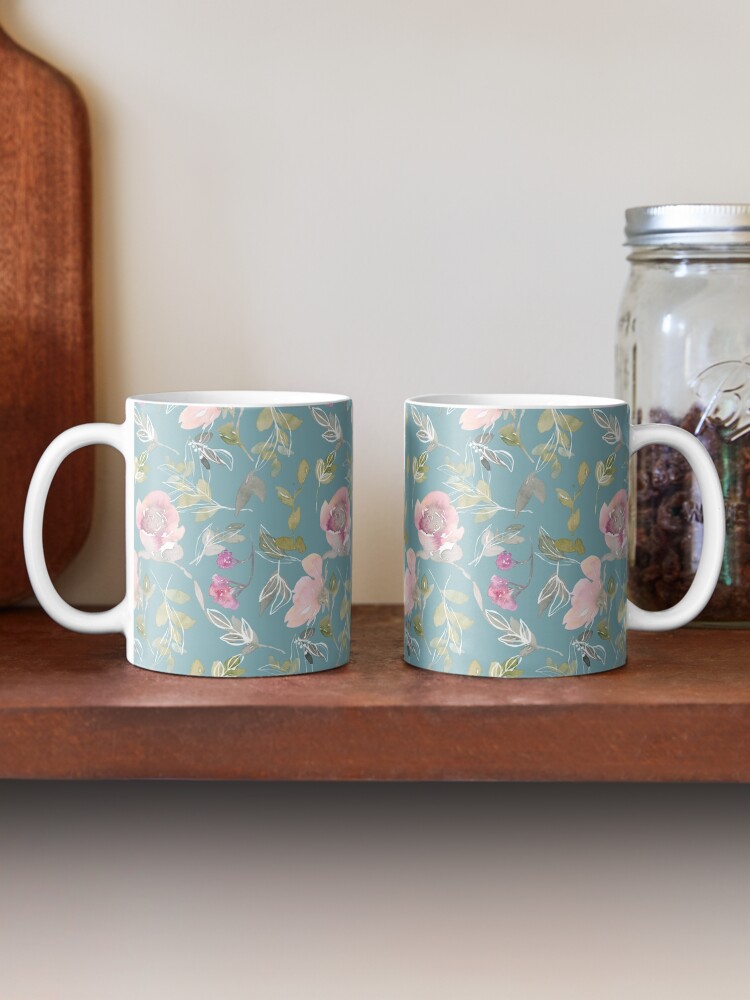 Alternate view of Light Blue Blossoming Floral Pattern Mug