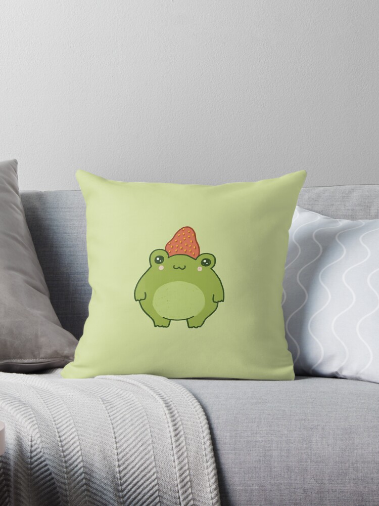 Pastel Strawberry Frog: Kawaii Cottagecore Aesthetic Chubby Froge Pillow  for Sale by MinistryOfFrogs