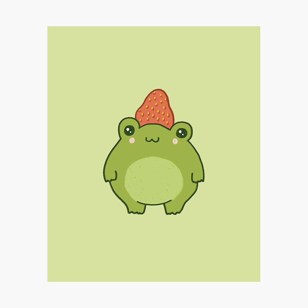 Cute Strawberry Frog Pastel Kawaii Cottagecore Aesthetic Poster By Ministryoffrogs Redbubble