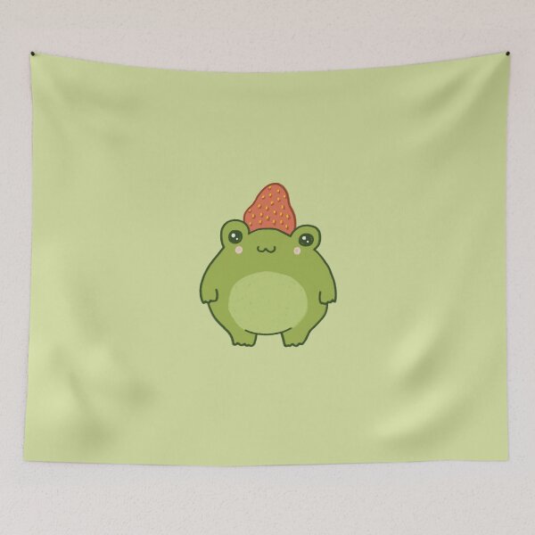 Item preview, Pastel Strawberry Frog: Kawaii Cottagecore Aesthetic Chubby Froge designed and sold by MinistryOfFrogs.