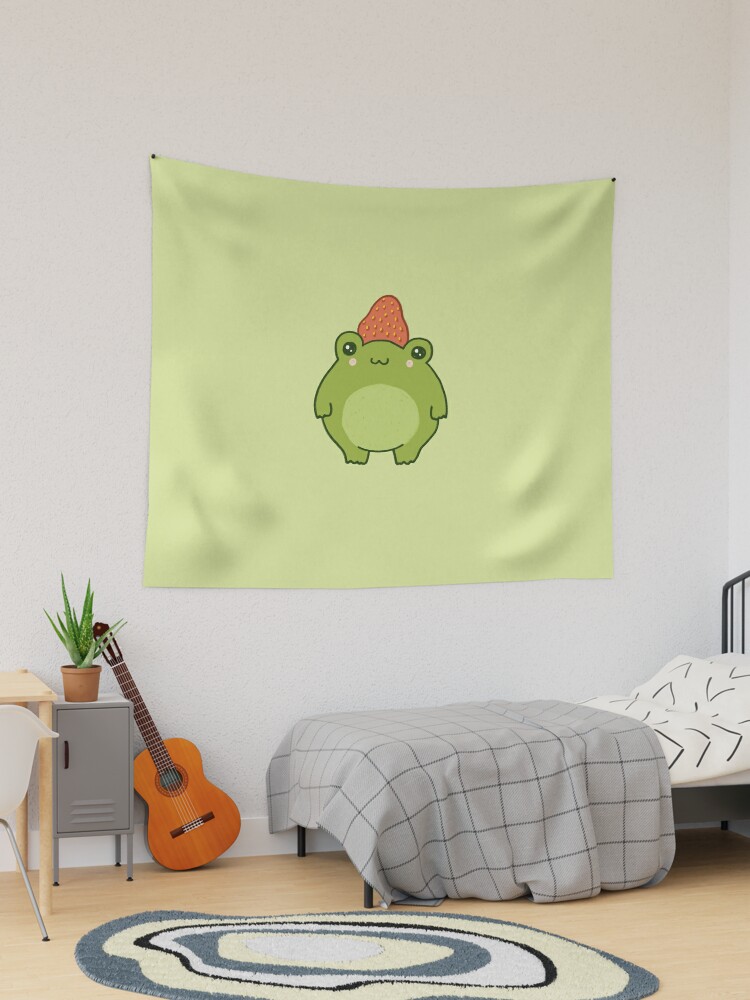 Pastel Strawberry Frog: Kawaii Cottagecore Aesthetic Chubby Froge