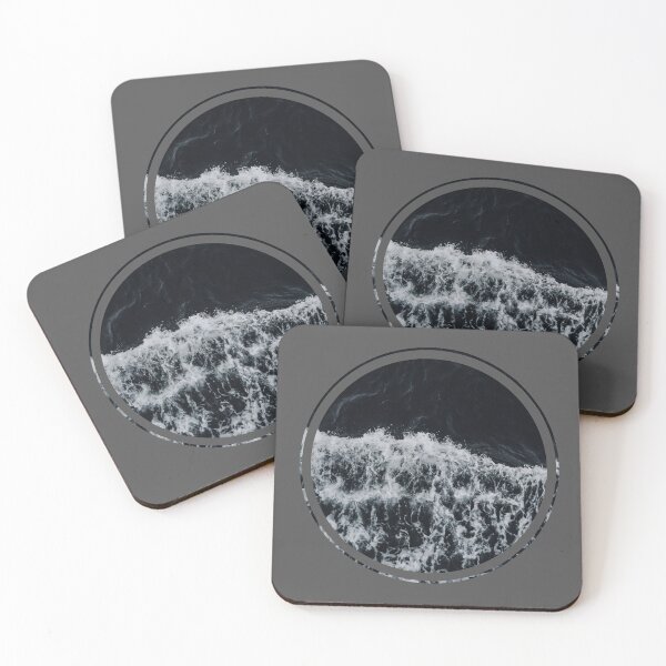 Item preview, Black and White Ocean Waves Round designed and sold by CaosTranscrito.