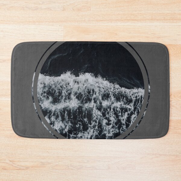Item preview, Black and White Ocean Waves Round designed and sold by CaosTranscrito.