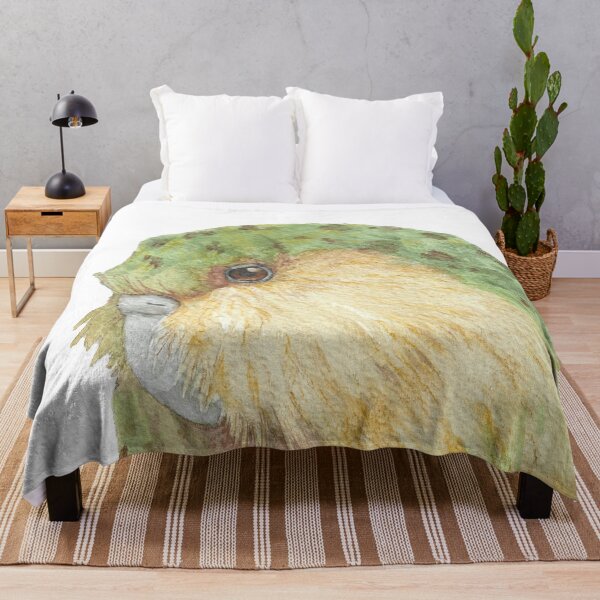 Item preview, watercolor kakapo owl parrot portrait painting designed and sold by L'Atelier Oranjade.
