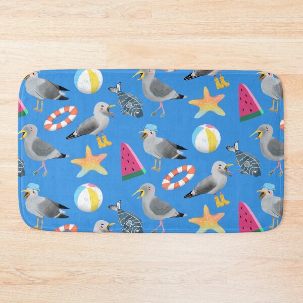 Item preview, European Herring Seagulls - Cute Grey and Blue Bird Illustration Pattern  designed and sold by TheRainbowRoom.