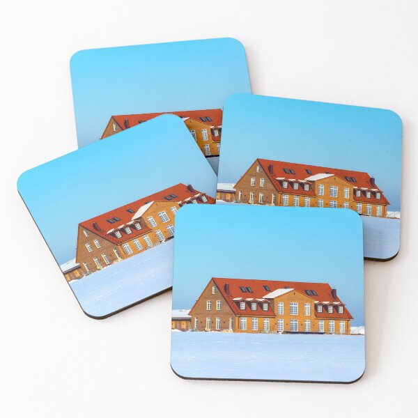Item preview, Red brick house rising from the snow against a blue sky designed and sold by Michael Brewer.