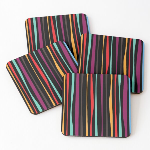 Item preview, COLORFUL STRIPED PATTERN - BLACK designed and sold by Stylishboutique.