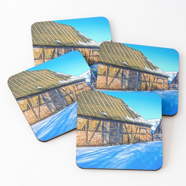 Item preview, Old timber-framed barn in the winter designed and sold by Michael Brewer.