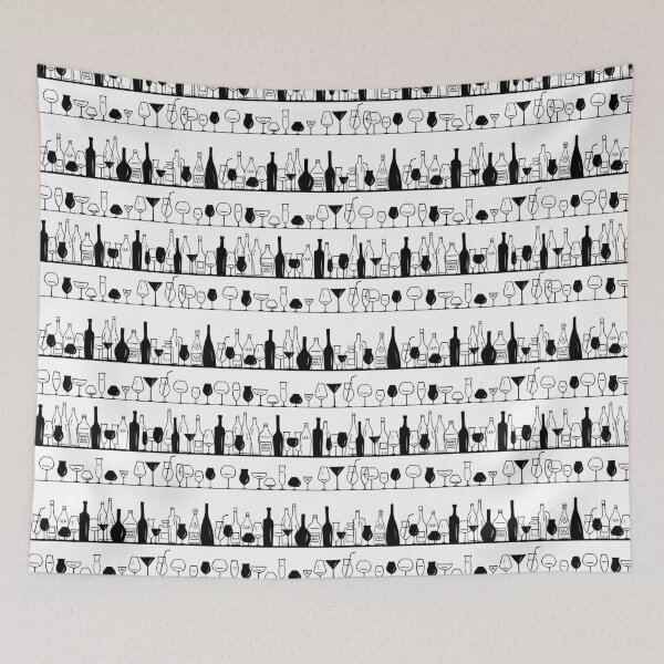 Item preview, Black and white cartoon bottles and glasses designed and sold by YlanaOm.