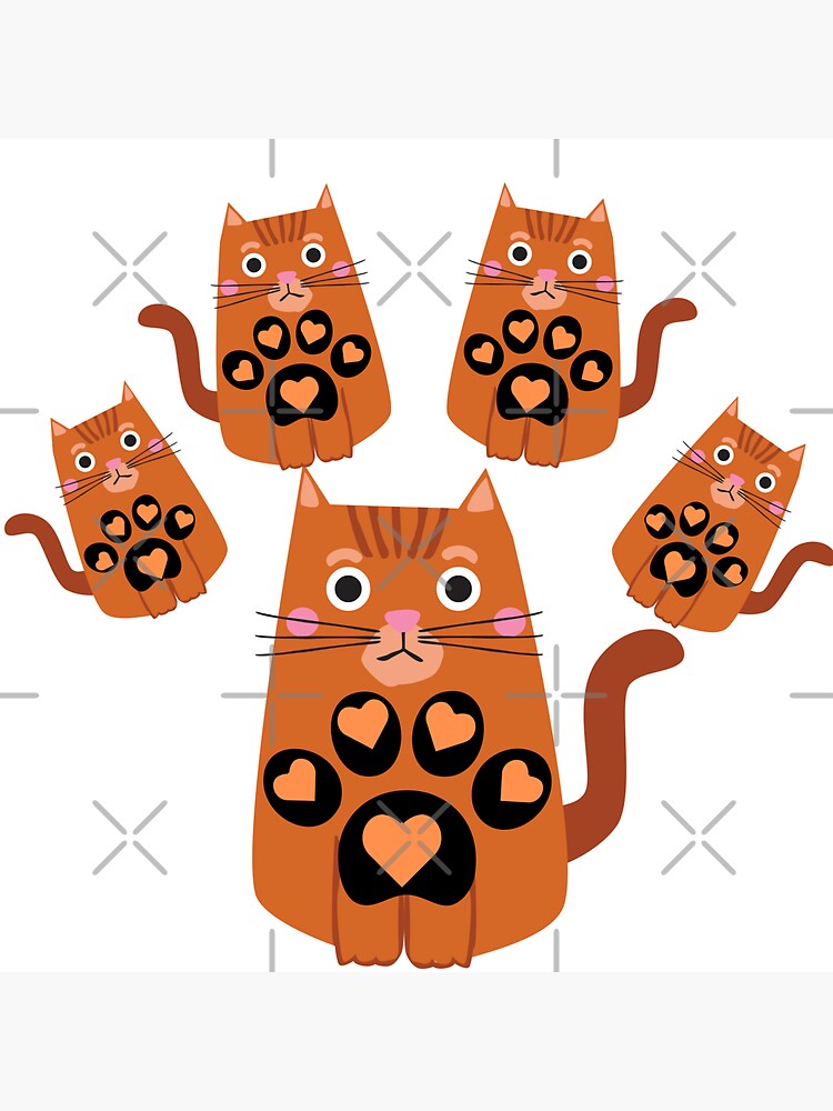 Purrdy Kitty Cats Orange Tabby Love Hearts Paws Sticker For Sale By Brokenunicorn Redbubble 5985