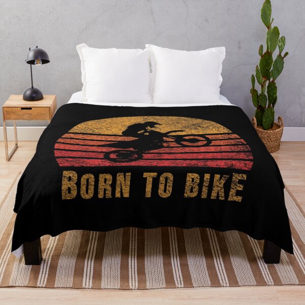 Item preview, Born to Bike Scrambler Silhouette on Red Retro Vintage Sunset / Sunrise designed and sold by thehappylamb.