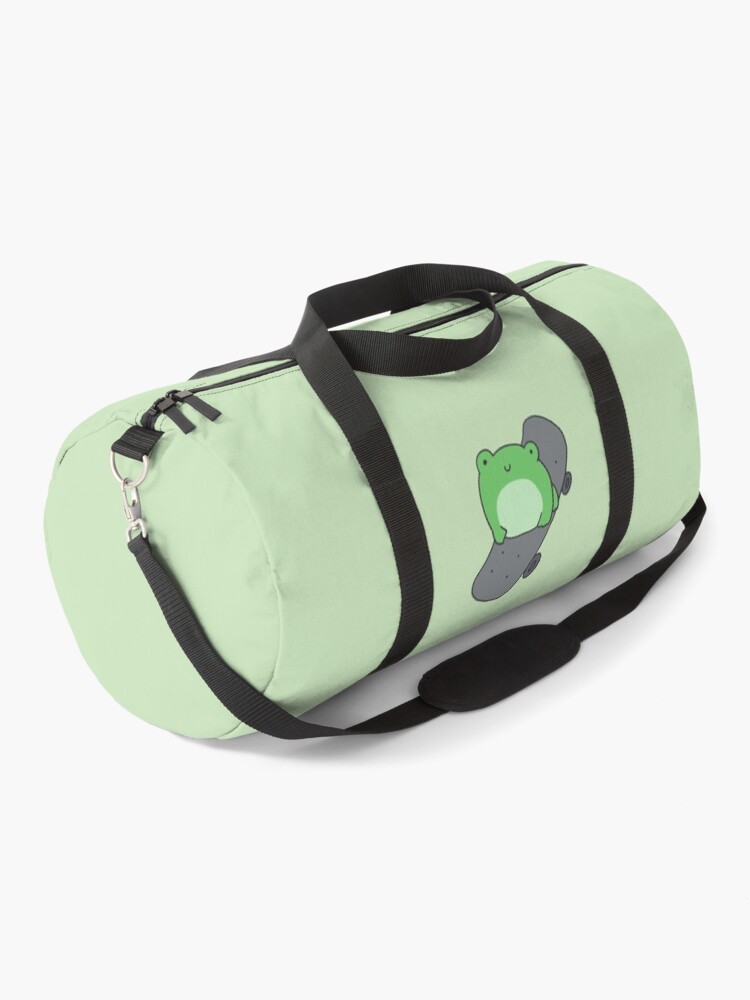 Cute Skateboarding Frog Kawaii Aesthetic with Hipster Skater for Sport Fans Duffle Bag