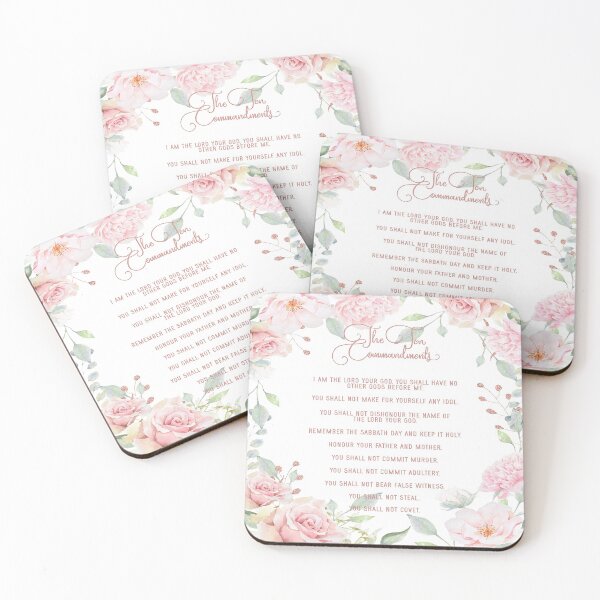 Item preview, The Ten Commandments - Rose Gold and Roses designed and sold by Amanda-Lakey.
