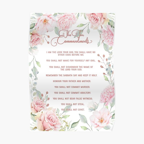 "The Ten Commandments Rose Gold and Roses" Poster for Sale by Amanda