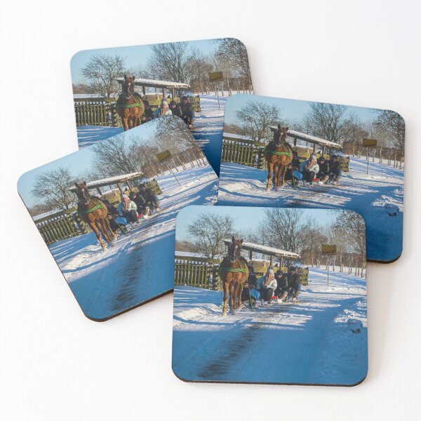 Item preview, Horse-drawn sleds in the snow designed and sold by Michael Brewer.