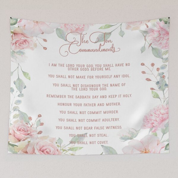 Item preview, The Ten Commandments - Rose Gold and Roses designed and sold by Amanda-Lakey.