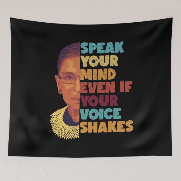 Item preview, Feminist Ruth Bader Ginsburg Speak Your Mind Even If Your Voice Shakes designed and sold by HappyWorldShop.