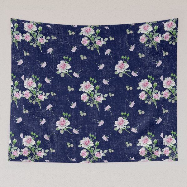 Item preview, Navy Blue and Pink Roses Pattern designed and sold by ClaudiaFlores.