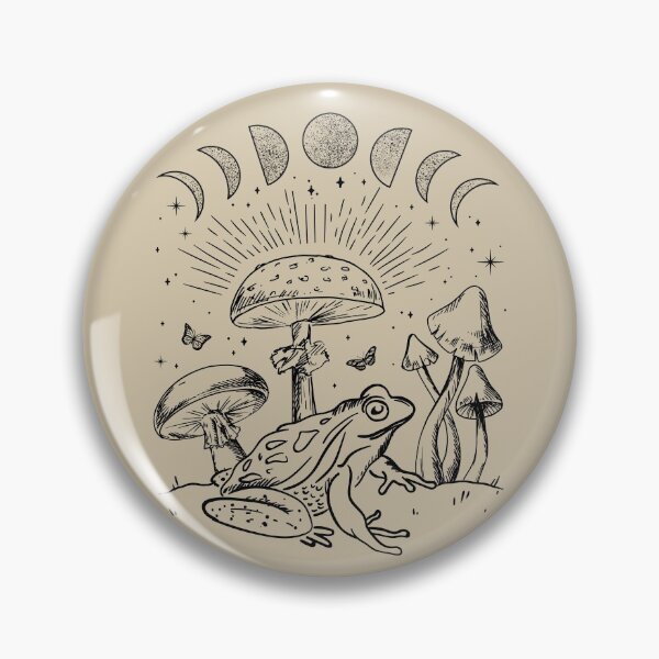 Item preview, Frog Under Mushroom: Goblincore Cottagecore Aesthetic, Goth Mystical Edgy Alternative Look, Fungi Butterfly Toad in Psychedelic Forest Nature designed and sold by MinistryOfFrogs.