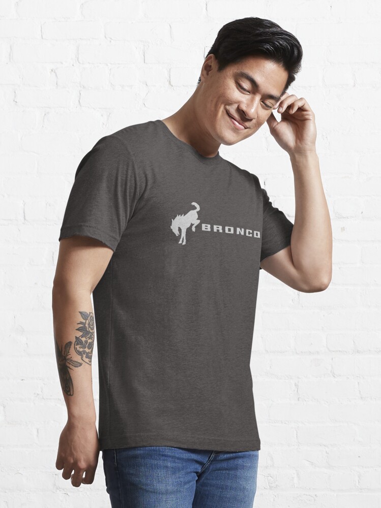 Bronco And Logo-Carbonized Gray T Shirt 100% Cotton Bronco Bronco