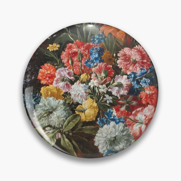 Item preview, Abraham Brueghel (baptised 28 November 1631 – c. 1690) -  Carnations, lillies, nigellas and other flowers in a decorative terracotta vase on a stone ledge designed and sold by VISIBLECREATION.