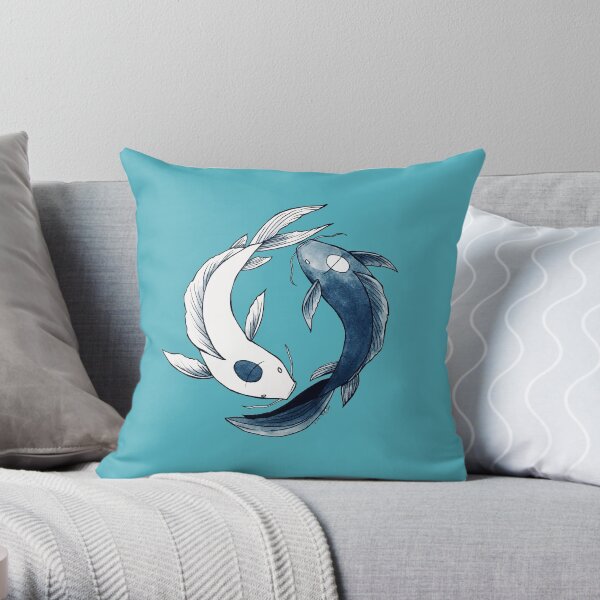 Tui and La - Yin & Yang Koi Throw Pillow