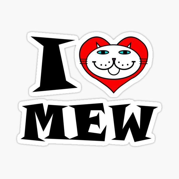 I HEART MEW - WEISSE KATZE MIT BLAUEN AUGEN Sticker