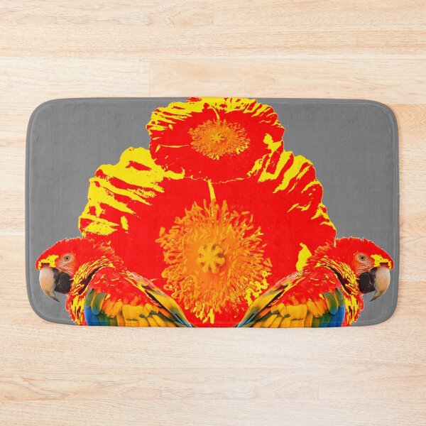 Item preview, GREY ART RED  POPPIES MACAW ABSTRACTED ART designed and sold by sharlesart.
