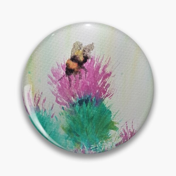 Item preview, beautiful water color bee on Scottish thistle art. designed and sold by leeaustinarts.